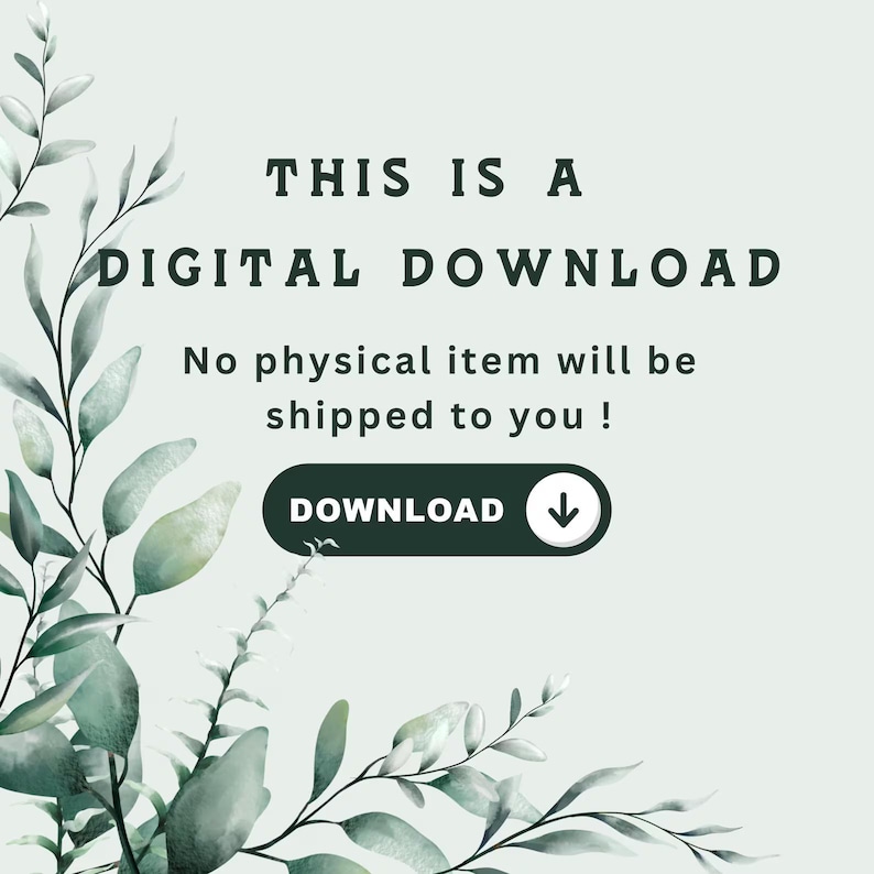 The image is a digital download with a button that says "DOWNLOAD" and a message stating "No physical item will be shipped to you!"