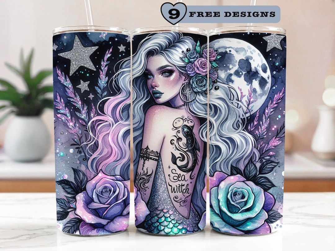 Sea Witch Tumbler Wrap, Mermaid 20 Oz Sublimation Tumbler PNG Design ...