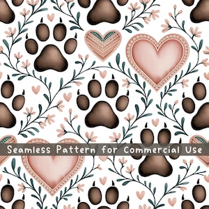 Modèle sans couture de pattes de bohème Téléchargement instantané de fichier d'impression numérique à usage commercial illimité Sublimation POD pattes d'animal de compagnie mignon modèle sans couture PNG