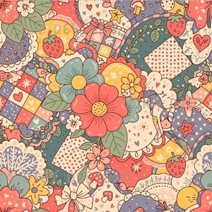 Motif floral rétro sans couture, motif tissu répété, sublimation de papier numérique pour le scrapbooking, téléchargement numérique PNG groovy