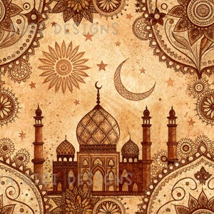 Ramadan en Eid Naadloos Patroon Herhalend Stoffen Patroon Digitaal Papier Sublimatie Ontwerp voor Scrapbooking Digitale Download PNG Islamitisch