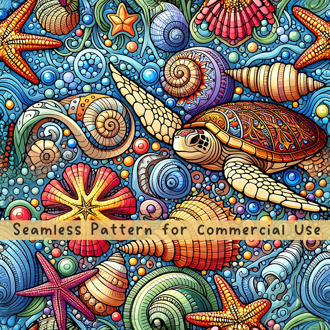 Sea Turtle Seamless Pattern Tortoise Seamless Pattern Fabric PNG Repeat ...