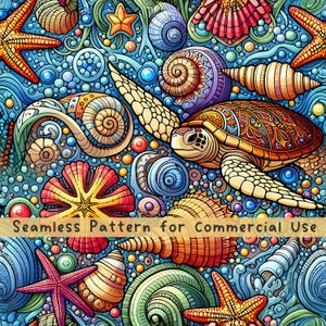 Sea Turtle Seamless pattern Tortoise Seamless Pattern Fabric PNG Repeat Pattern Commercial License Fabric Design Turtles Ocean Creatures PNG