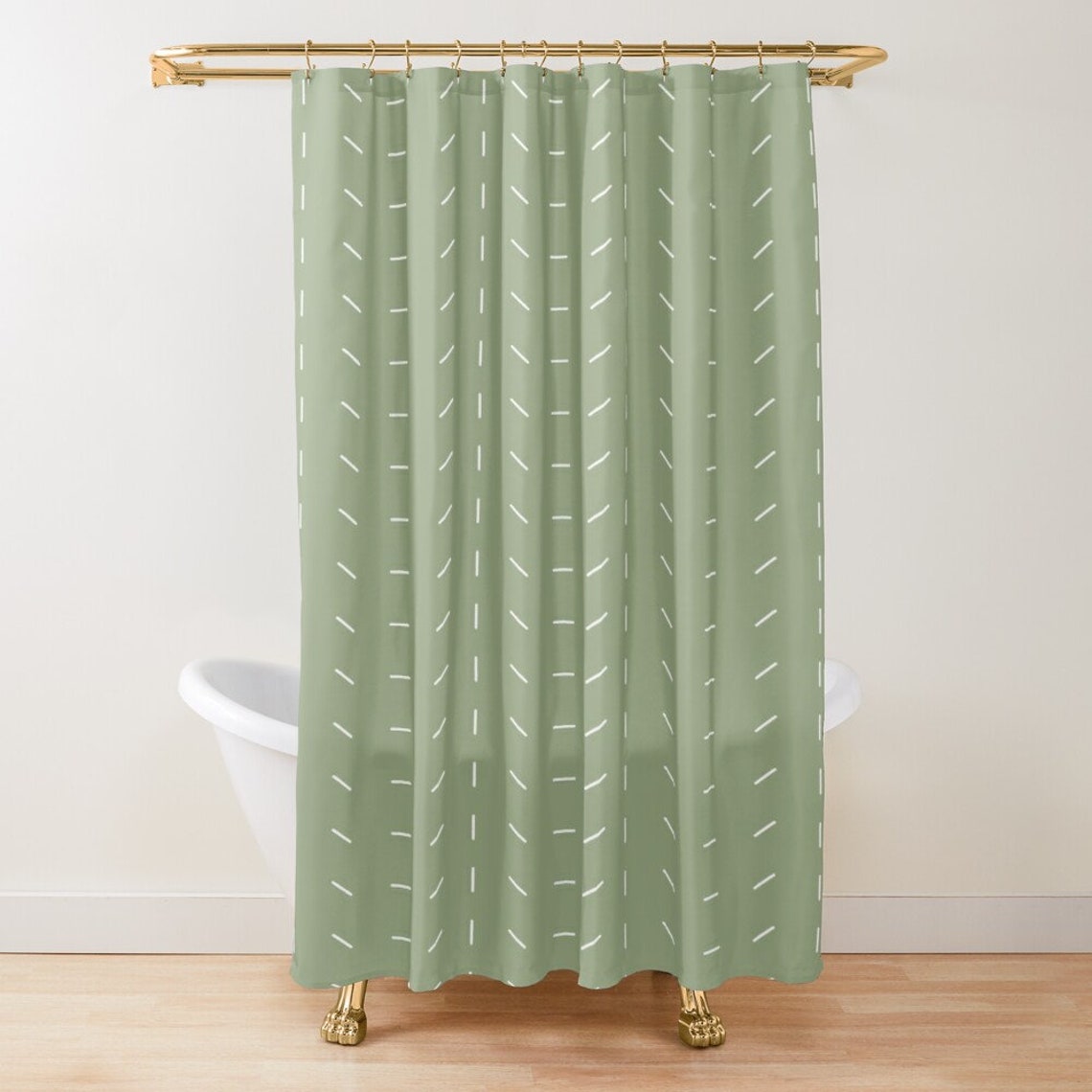 Sage Green Shower Curtain Boho Shower Curtain Minimalist Etsy
