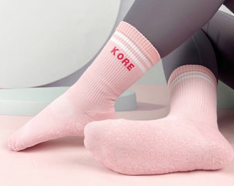 Custom Embroidered Yoga Pilates Socks with name,text,logo, Sports Cotton Socks Non Slip Trainer socks personalized Socks for Yoga lovers