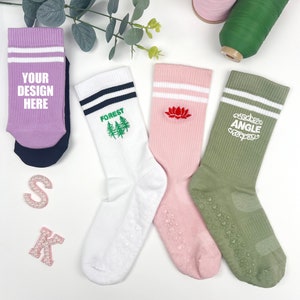 Custom Yoga Pilates Socks with your name,text,logo, Personalised Women’s Socks，Non Slip Trainer socks, personalized Socks for Yoga lovers