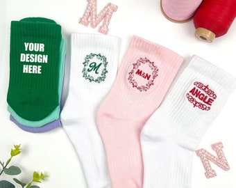 Custom Socks with your name Initials Socks, Personalized Embroidered Letters on Soft Cotton  Socks，Couple Socks, personalized unique gift