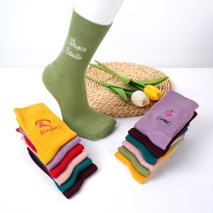 Embroidered Dance socks,Personalised Ballet Socks,Gift for Mom，Personalised Women’s Socks,Multi-Sport Indoor Workout Socks,Christmas gift.