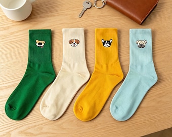 Custom Dog Cat Face Socks,Personalized Dog Embroidered Sock,Unique Pet Gift For Pet Owners,Team Socks, Mother's Day & Father's Day Gifts