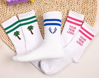 Personalized Embroidery Socks,Custom Text Logo Socks,Unisex Cotton Sports Socks,Wedding Bride Socks,Unique Gift for Her,Party Favors Gift.