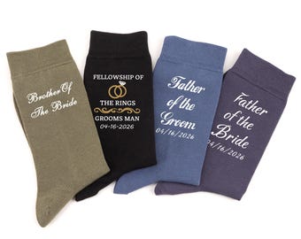 Custom Wedding Socks,Groomsman & Wedding Party Gift, Custom Best Man Socks,Personalized Father in Law Gift,Wedding Day Gift,Father Day gift