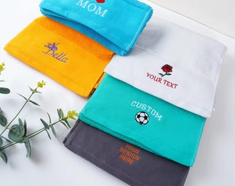 Toalla bordada personalizada, toalla de gimnasio personalizada, toallas deportivas, toalla con nombre, logotipo de texto, regalo del día del padre, toalla para fanáticos de los deportes, toalla personalizada.