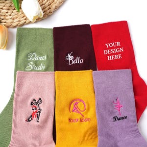 Custom Name Dance Socks ,Non-Slip Pilates Ballet  Socks ,Cotton for Women  color socks, Multi-Sport Indoor Workout Socks,Birthday party gift
