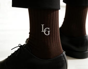 Personalized Groomsmen Socks, Embroidered Initial Socks, Custom Mens Dress Socks, Socks For Wedding Gifts, Gift for men Festival