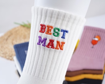 Custom embroidered  socks with your text, name,logo,Team Socks, personalized unique gift,Customized Wedding Socks,Creative Birthday Gift.