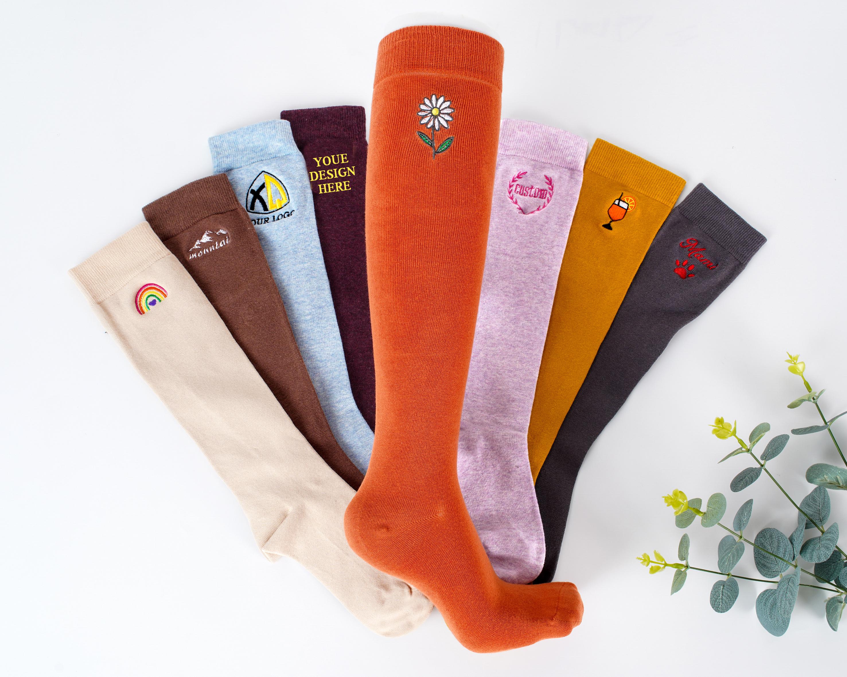 Custom Embroidered High Long Socks, With Personalized Text Logo Long Socks,Custom Girls long socks,Team Socks,gift for her,Birthday Gift.