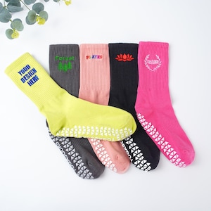 Custom Yoga Pilates Socks,with text,logo Pilates socks,Personalised Women’s Socks,grip yoga socks,personalized Socks for Yoga lovers.