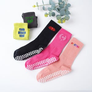 Personalized Women Yoga Sock,Embroidered Non Slip Cotton Sock,Personalized Name Logo Pilates Sock,Yoga Teacher Gift,Gift for Women,Team Gift