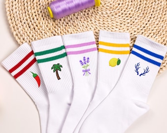 Personalized Text Logo Socks,Custom embroidered Sports socks,Cotton Embroidery Socks for Women and Man,gift for Christmas,Party Favors Gift.