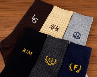 Custom Embroidered Monogram Cotton Socks,Personalized Groomsmen Proposal Socks, Custom Wedding Gifts, Best Man Socks,High quality mens socks