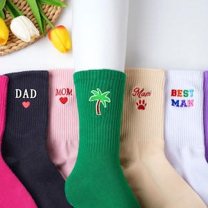 Custom Embroidered Socks,Unisex Cotton Socks, Personalized Text Logo Sports Socks,Embroidered  Colorful Socks,Team Socks,Birthday Gift。