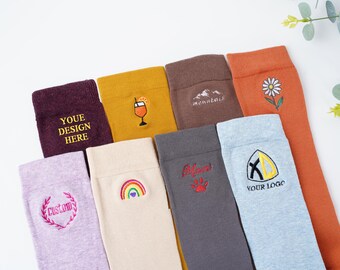 Custom Embroidered Socks,With Personalized Text Logo Sports Long Socks,Embroidered Colorful text Socks,Team Socks,Birthday Gift,Custom Socks