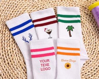 Personalized Athletic Socks,Custom Name Tennis Socks,Team & Club Sports Socks,Custom Embroidered Letter Socks,Bulk Orders for Sports Teams.