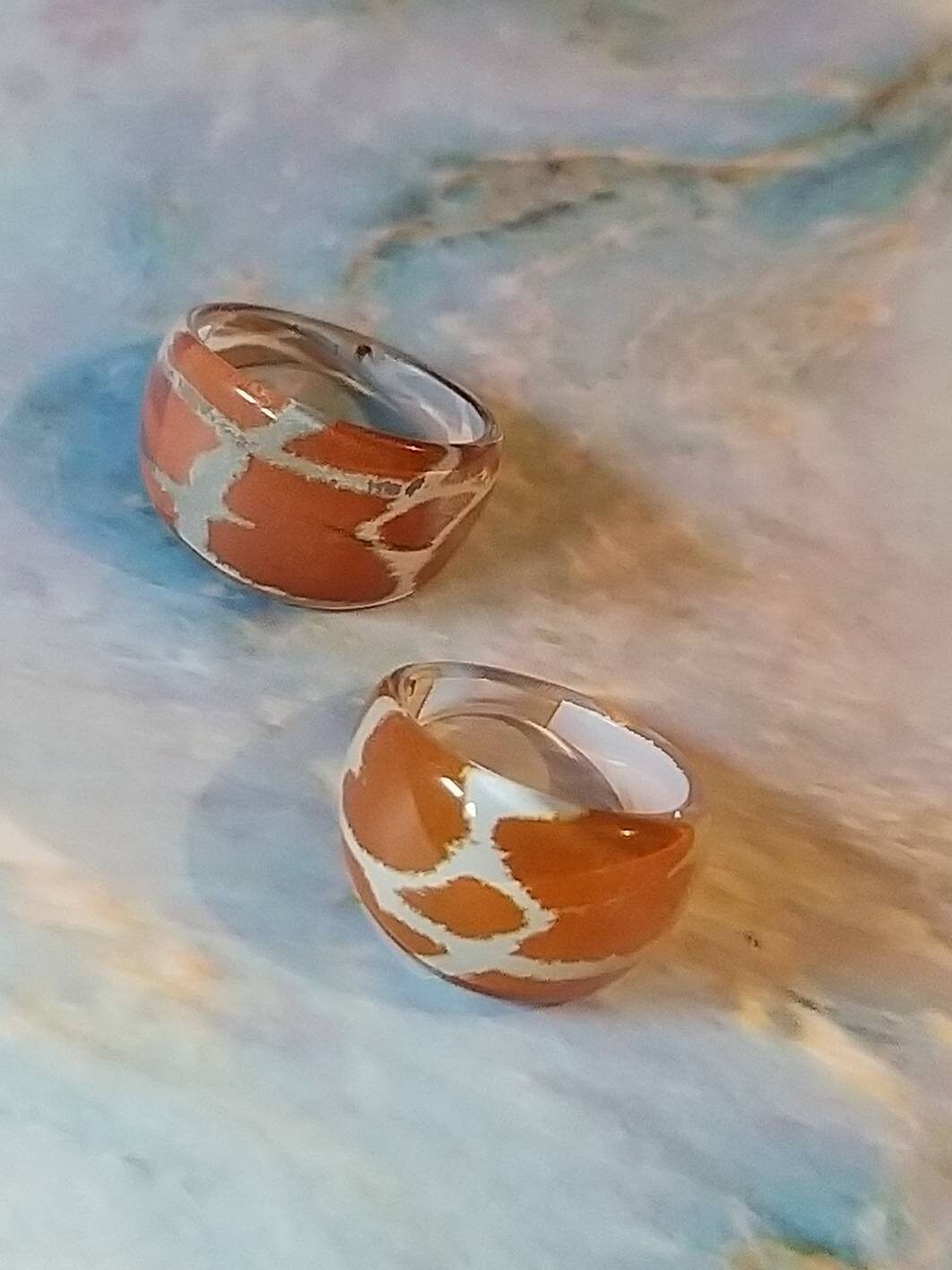 2x vintage rings funky ring chunky ring plastic ring resin Etsy