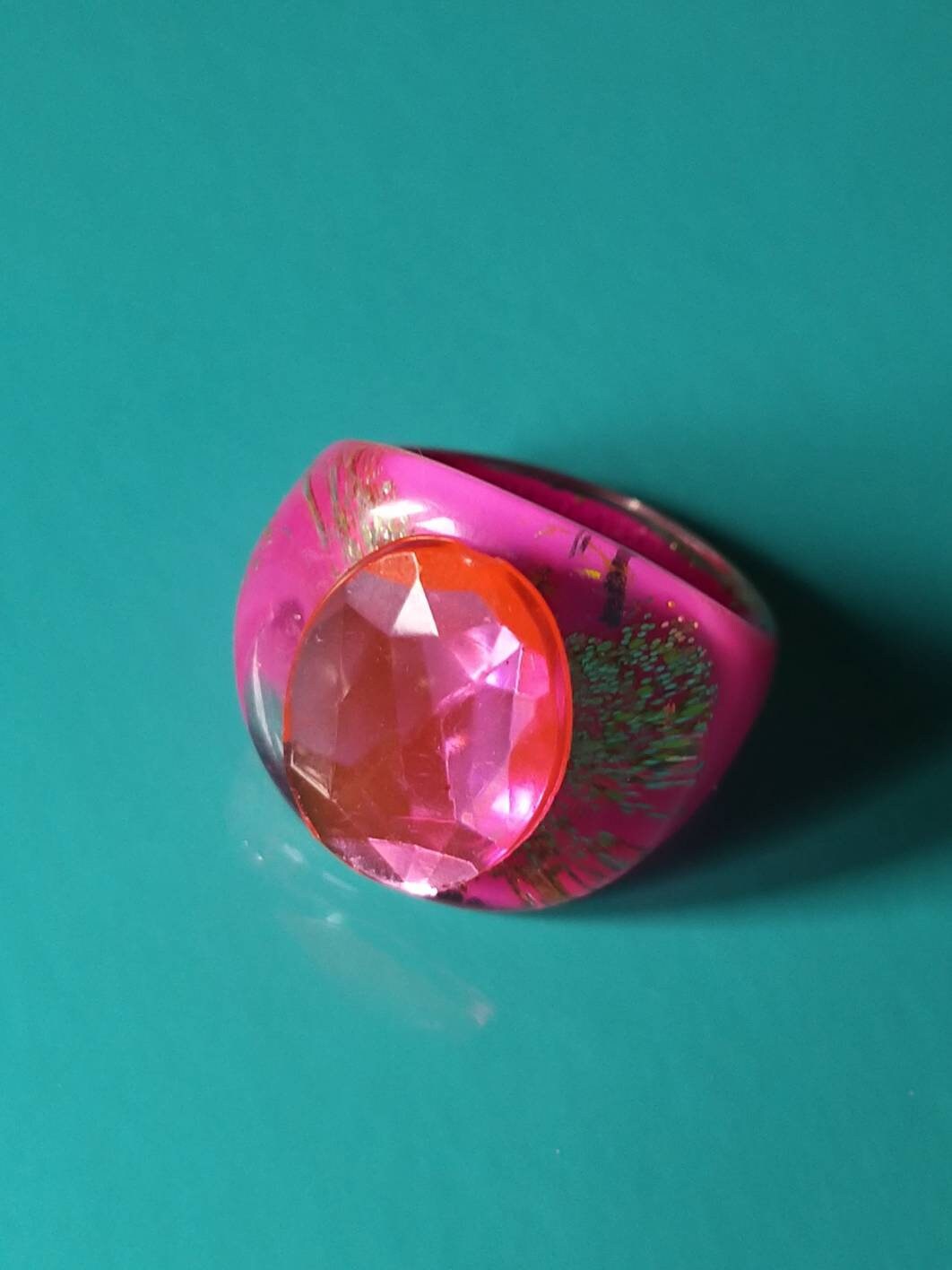 90s Acrylic ring Vintage ring Resin ring Plastic ring Funky Etsy