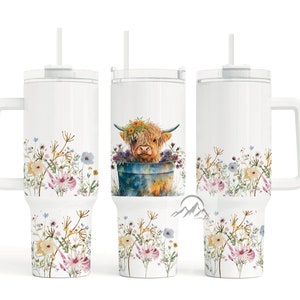 Cow in bucket 40 oz tumbler with handle