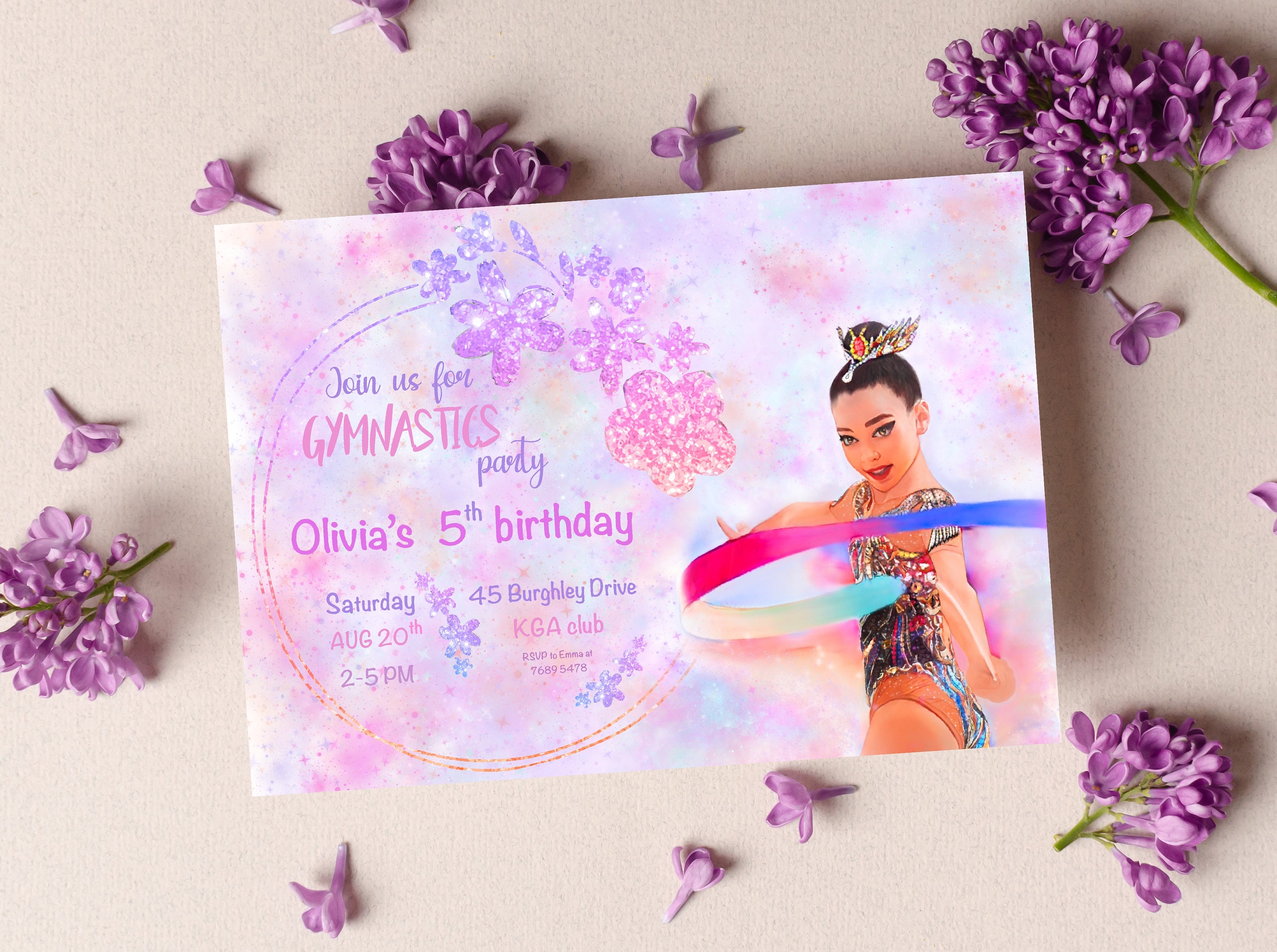 Gymnastics Birthday Invitation Gymnastics Digital Invitation Etsy