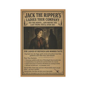 Jack the Ripper Walking Tours Gothic Poster, Dark Humor Wall Art, Creepy Alternative Decor, Unique Wall Art, Gothic Aesthetic, Gift idea