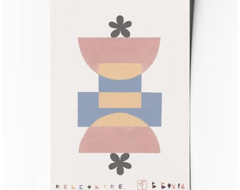 Rencontre – Affiche d’art abstrait minimaliste géométrique