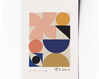 Attraction – Affiche d’art abstrait minimaliste géométrique