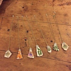 Choice of 7 Ceramic flower and leaf pendants in gift box