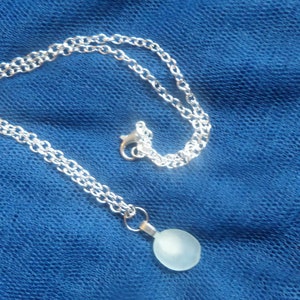 Sea glass necklace with silver chain in gift box