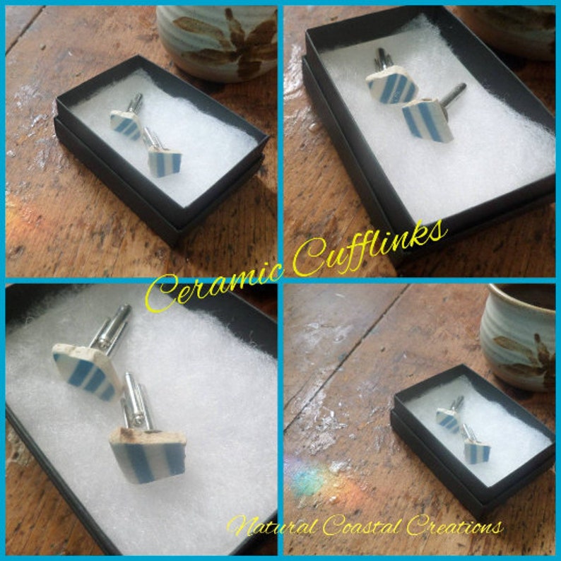 Ceramic piece cufflinks in gift box