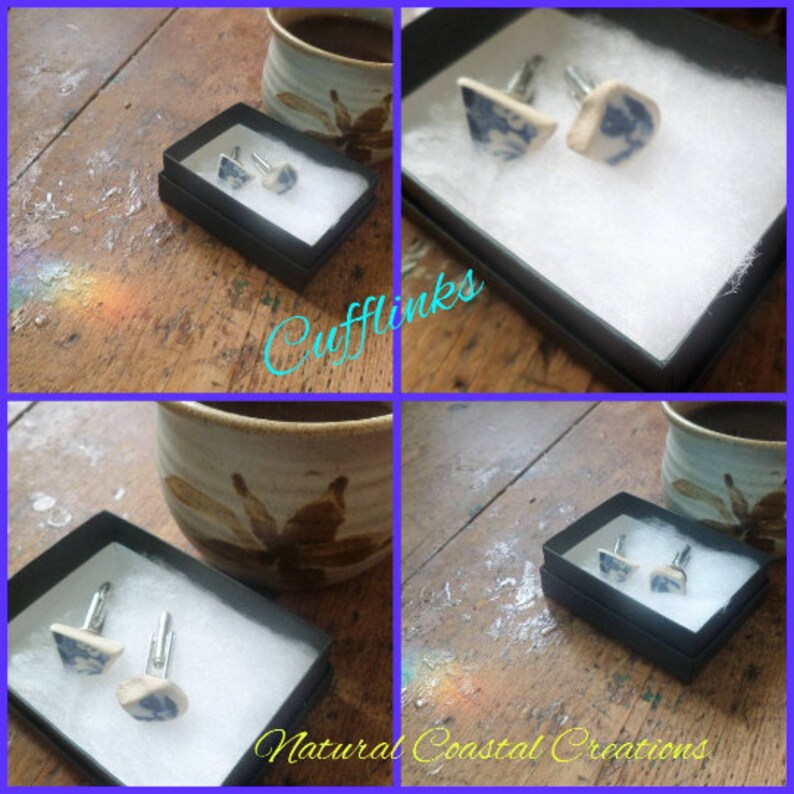 Ceramic piece cufflinks in gift box