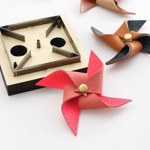 Troqueles de corte de cuero con forma de molino de viento, cortadores de tamaño personalizado, troqueles de metal con regla de acero, herramientas Kraft para artesanías de cuero, troqueles Sizzix, perforadoras para manualidades
