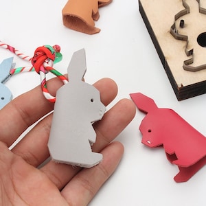 Matrice de découpe pour porte-clés lapin, outil de découpe pour porte-clés animal fait main, outil de découpe pour métal, règle en acier, outil pour créations artisanales en cuir, découpes Sizzix,