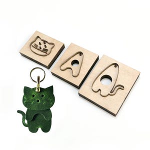 Matrice de découpe en cuir avec pendentif chat mignon bricolage, matrice de découpe en acier métal keychian chaton fait main, outil de création personnalisé de poinçons, conception personnalisée