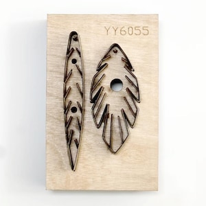 Troquel de corte de cuero con forma de pluma con sangría, troquel de acero para aretes de hojas personalizados, herramienta para manualidades Kraft de Sizzix