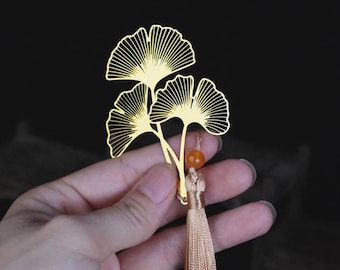 Metal leaf-vein hollowed-out bookmark/ Custom Brass Bookmark/ Ginkgo biloba Metal Bookmark/ Stationery/ Book Accessories/Back to school Gift