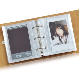 Álbum Fuji MINI de 3 pulgadas de piel de vaca personalizado / Álbum de hojas sueltas de una sola cuadrícula de doble cara de piel de vaca de capa superior - Puede acomodar 80 fotos