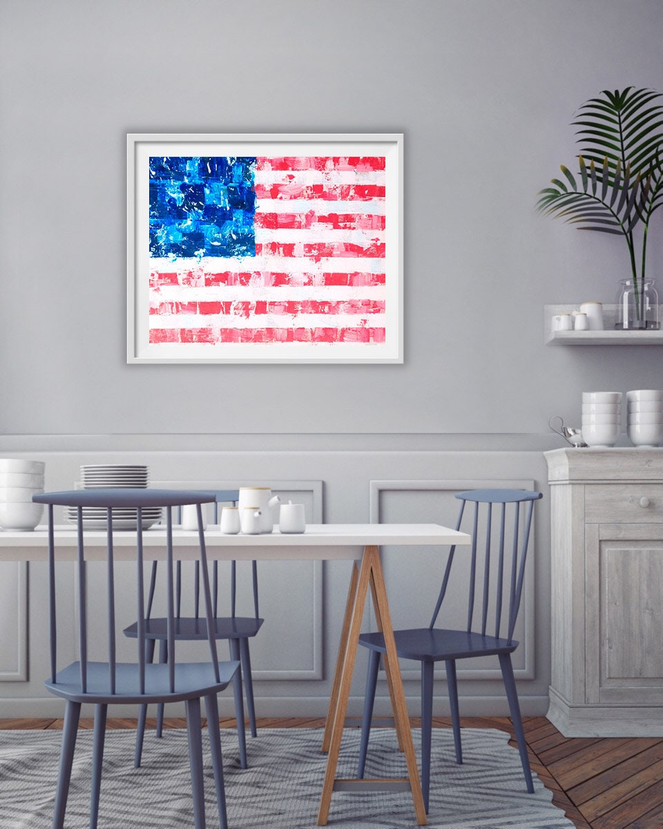 Distressed American Flag Painting Abstract American Flag Art Etsy