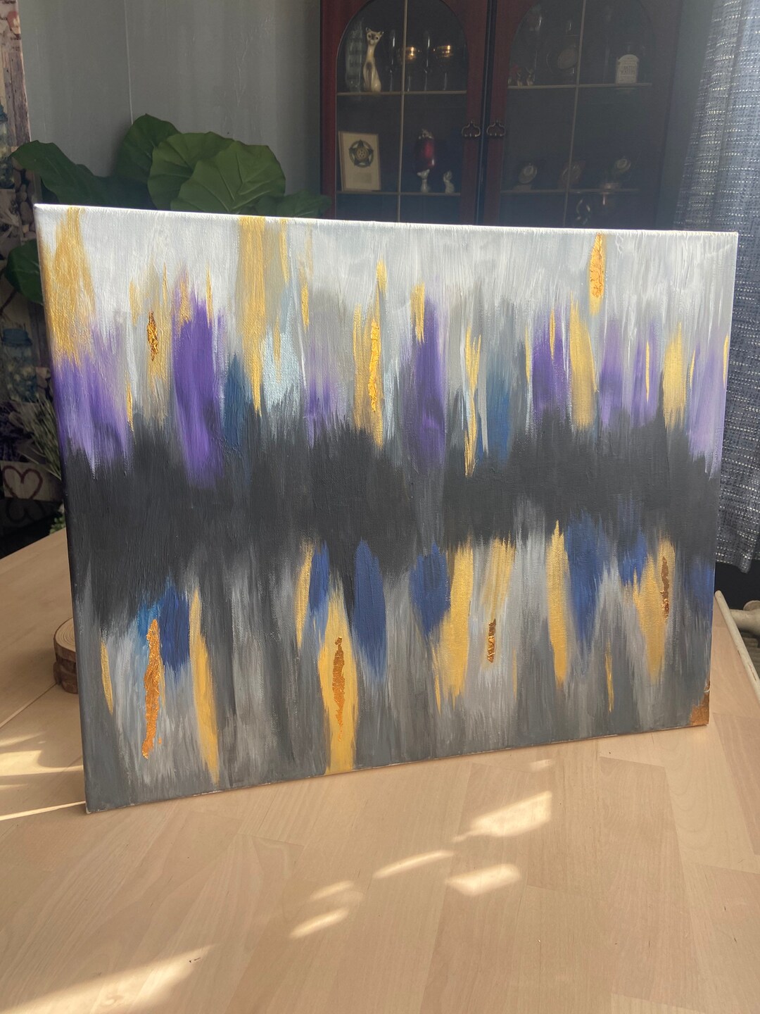 Abstract Gold and Black Painting Acrylic on Canvas. 20 Inch X Etsy UK