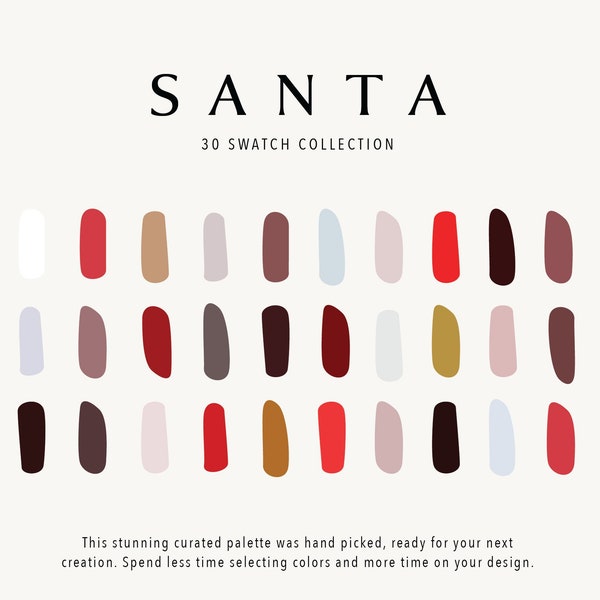 Santa 30 Swatch Digital Color Palette | Holiday Color Collection | Procreate Palette | ASE Adobe Color Palette