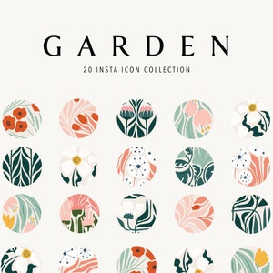 Garden 20 Instagram Highlight Icon Collection | Abstract Floral Instagram Story Icons | Boho Organic IG Story Highlights | Flower Icons