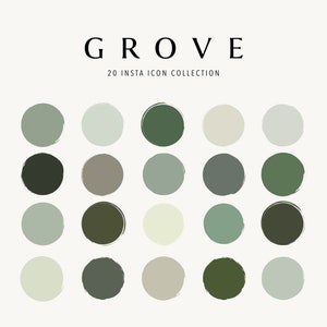 Grove 20 Instagram Highlight Icon Collection | Earthy Neutral Instagram Story Icons | Boho Organic IG Story Highlights | Solid Color Icons