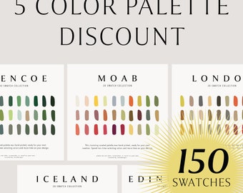 Puede incluir: Una descarga digital de 150 muestras de color en cinco paletas de colores diferentes: Encoe, Moab, Londres, Islandia y Edin. Cada paleta tiene 30 muestras de color.